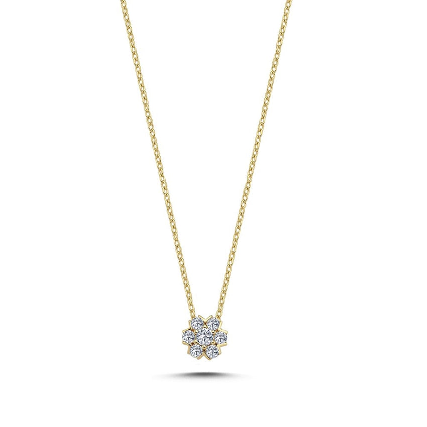 Fleur vedhæng i 14 kt guld med 0,29 ct diamanter og blomstermotiv fra Nuran.